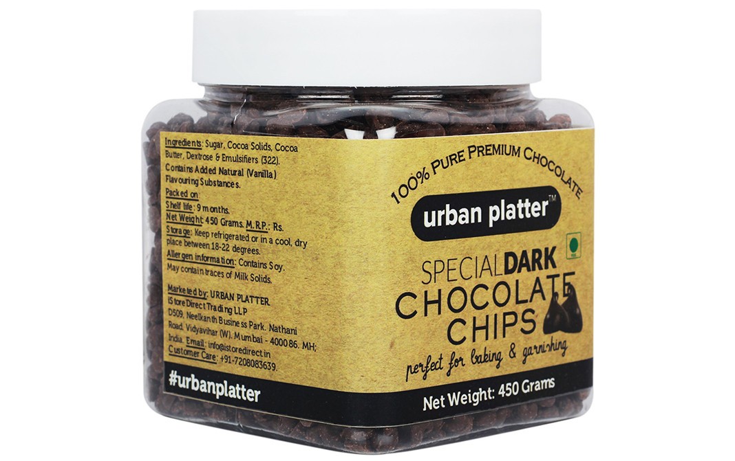 Urban Platter Special Dark Chocolate Chips   Jar  450 grams